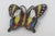 Figurative Cloisonne Style Metal Butterfly Brooch Pin Purple Yellow Blue Enamel 5197b For Sale - Image 3 of 8
