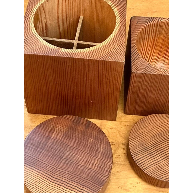 Vintage Square Wood Storage Boxes - Set of 2 For Sale - Image 9 of 12