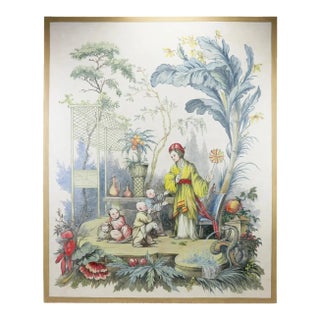 Vintage 18th Century European "Chinoiserie" Style Decorative Painting For Sale