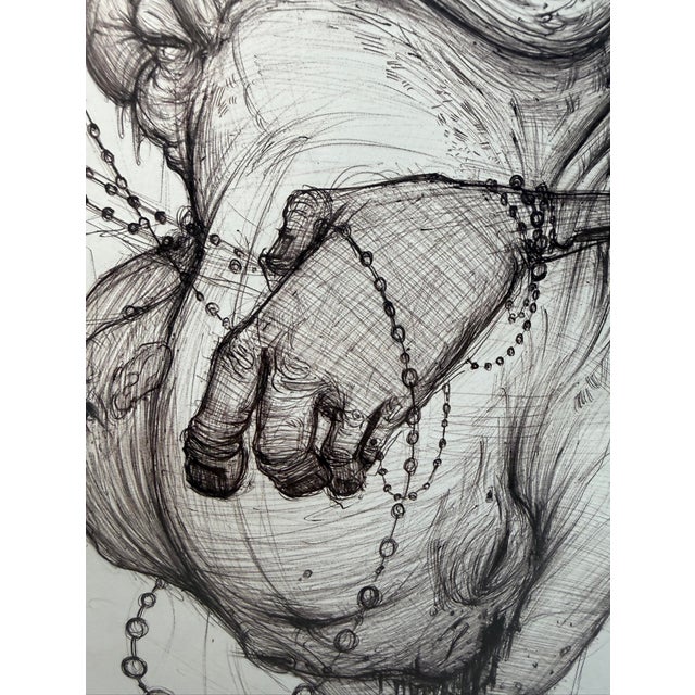 Original 2009 Ekundayo Pop Surrealism Pen Ink Grace Graphite Fish Drawing Sketch For Sale - Image 11 of 15
