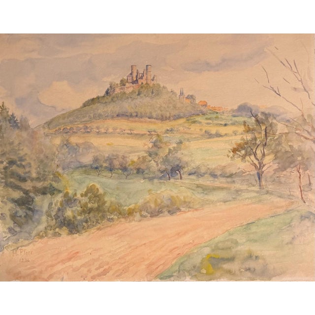 Heinrich Pforr (1880-1970), Hanstein Castle with the village of Rimbach (Thuringia), 1936, watercolor/paperback, approx....
