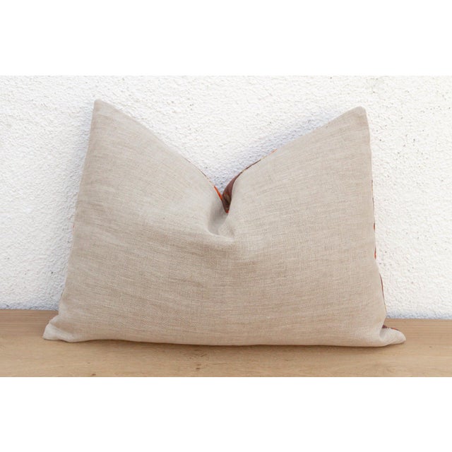 19th Century Doaba Lattice, Antique Phulkari Lumbar Pillow Cover For Sale - Image 5 of 6