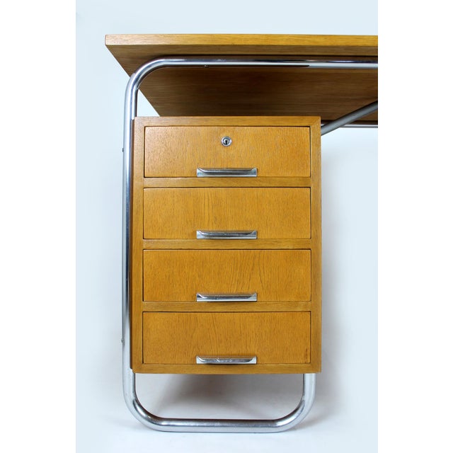 Bauhaus Tubular Steel Desk from Mücke-Melder, Czechoslovakia, 1930s For Sale - Image 9 of 18