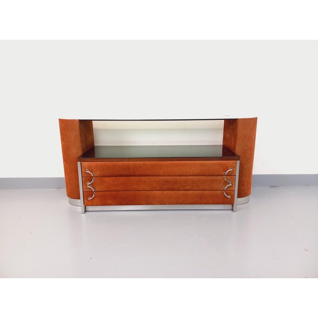 Vintage Italian Dressing Table in Suede Velvet, 1970s For Sale - Image 13 of 18