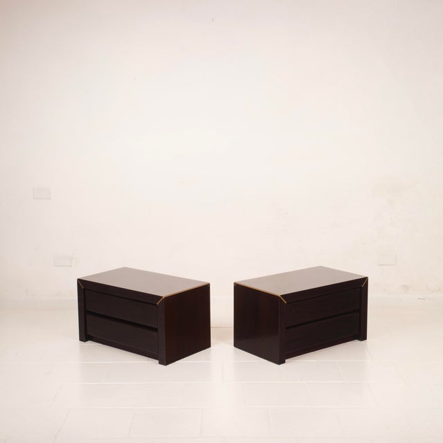 Overview pair of bedside tables by gianluigi gorgoni for fratelli turri, italy, 1970s–1980s. Elegant pieces in african...