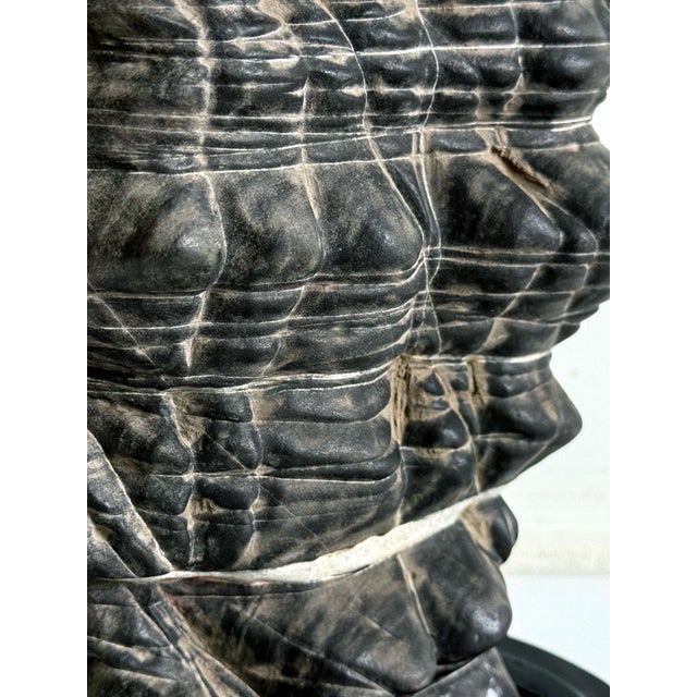 Rare Chinese Antique Black and White Lingbi Scholar Stone on Display Stand For Sale - Image 16 of 18