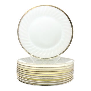 1950s Anchor Hocking, Fire King “Golden Anniversary” Glass Dinner Plates - Set of 11 For Sale