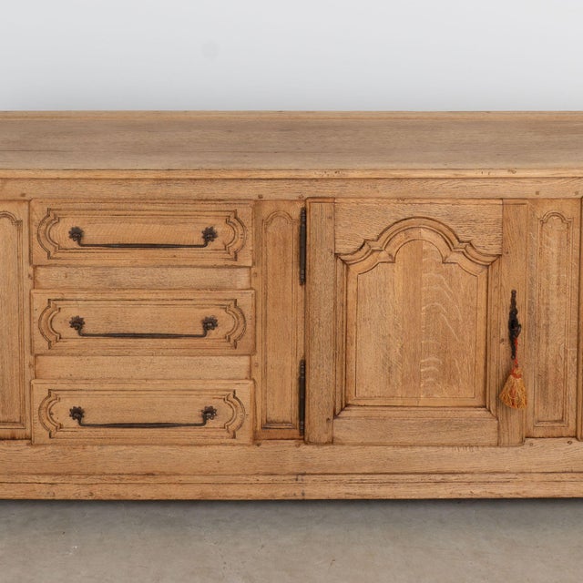 19th Century French Bleached Oak Long Sideboard Buffet For Sale - Image 13 of 17
