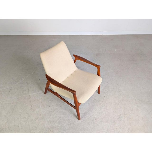 Beige Teak Easy Armchair by Arne Hovmand-Olsen for Mogens Kold For Sale - Image 8 of 10