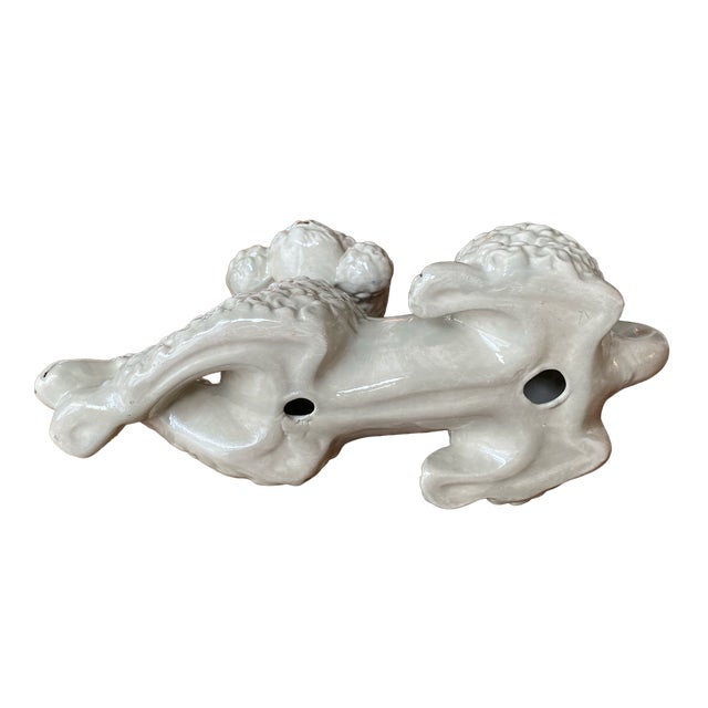 1950s Staffordshire Style Hand Painted Ceramic French Poodle Statue For Sale - Image 10 of 11
