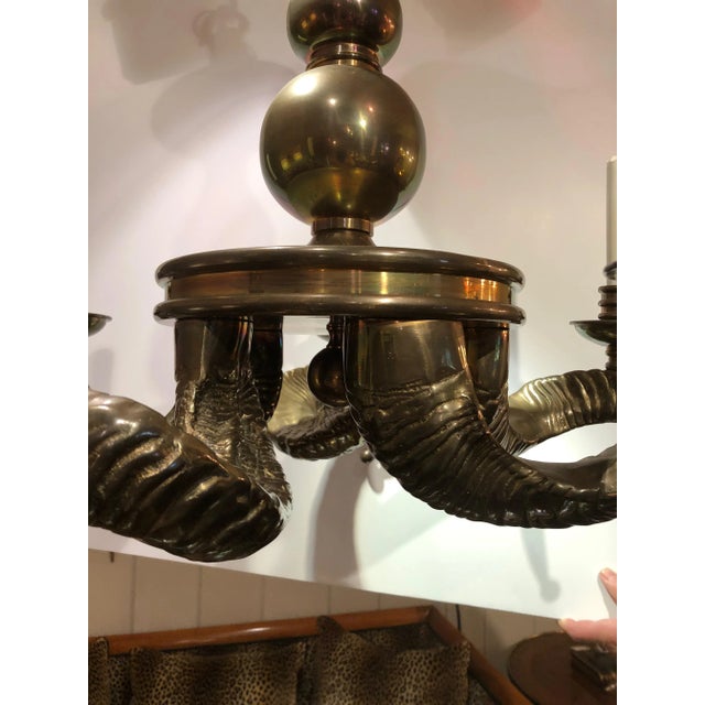 1970s Hunky Brass Rams Horn Motif Chandelier Chairish