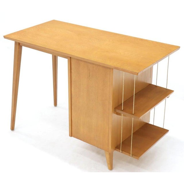 Light Birch Single Pedestal Petit Desk With Bookcase and Three Drawers
