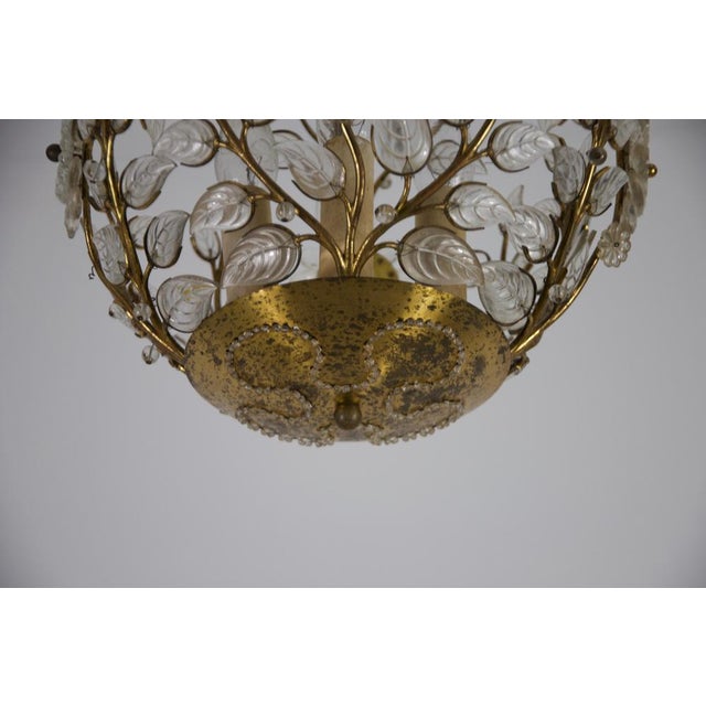 Brass and Crystal Glass Chandelier attributed to Ernst Palme for Palwa, 1960s For Sale - Image 9 of 14