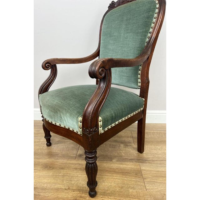 Antique French Style Armchair in Walnut For Sale - Image 5 of 16