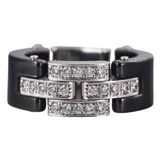 Cartier Maillon Panthère 18k Gold Black Ceramic and Diamond Cocktail Ring For Sale