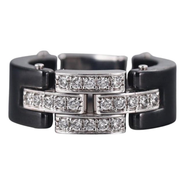 Cartier Maillon Panthère 18k Gold Black Ceramic and Diamond Cocktail Ring For Sale