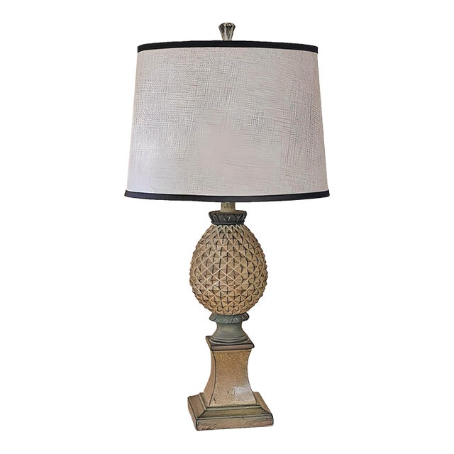 Hollywood Regency Pineapple Table Lamp With Custom Shade For Sale