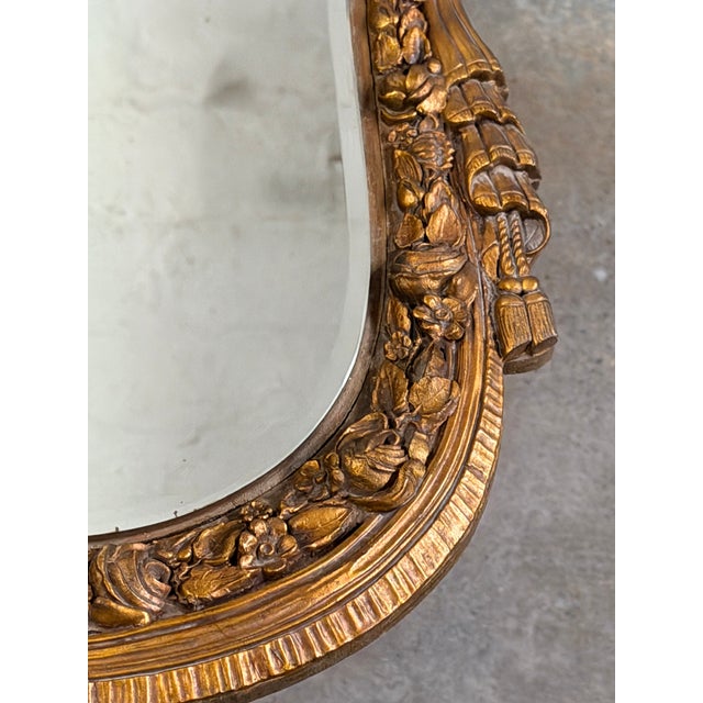 Mid-20th Century Mid-Century French Rococo Style Gilt Wall Mirror With Romantic Courting Couple Porcelain Plaque For Sale - Image 11 of 14