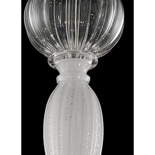 Contemporary Linear Transparent and White with Silver-Leaf Murano Glass Chandelier by Simoeng For Sale - Image 3 of 7