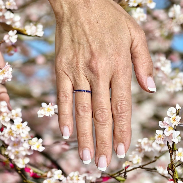 Natural Blue Sapphire Ring 6.5 14k W Gold 0.66 TCW Certified For Sale - Image 9 of 15