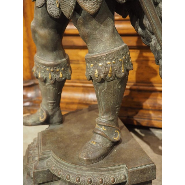 Pair of Highly Detailed Cast Antique Military Figures With Gilt Accents For Sale - Image 11 of 13