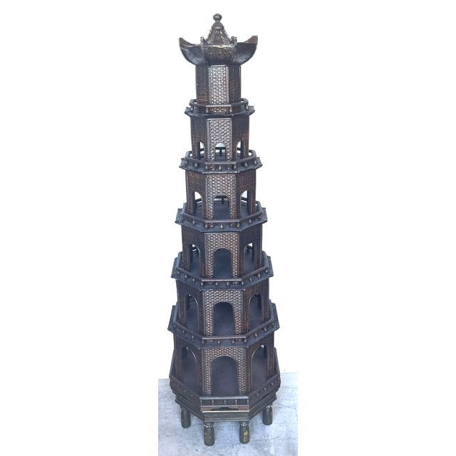 Rare Anglo-Indian Painted Pagoda with Original Miniature-Decorated Stand For Sale - Image 14 of 18