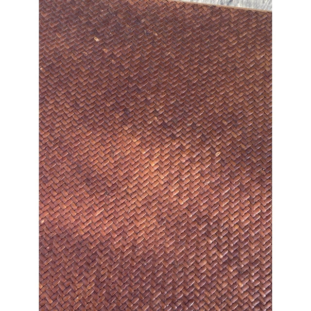 Bamboo Table . Mid Century Modern Bamboo Table. Bamboo and Rattan Table With Woven Top Detail and Shelf For Sale In Miami - Image 6 of 12