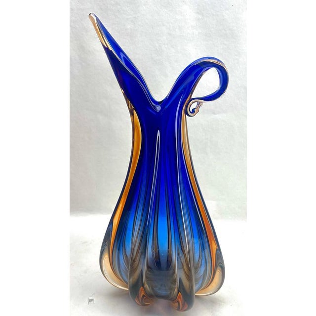 Large Cobalt Murano Glass Vase attributed to Barovier & Toso, 1960s For Sale - Image 8 of 12