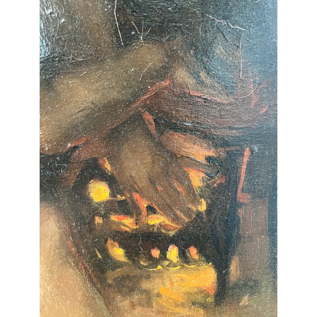 Aloys Hugonnet, Femme nue devant la cheminée, Oil on Canvas, Framed For Sale - Image 6 of 11