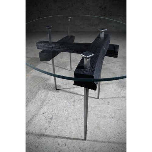 Coffee Table in Wood and Steel by Frederic Gaillard For Sale - Image 4 of 8
