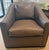 Mid-Century Modern Pair of René Cazares Holly Swivel Chairs Upholstered in South Hampton Charcoal Genuine Leather. For Sale - Image 3 of 7