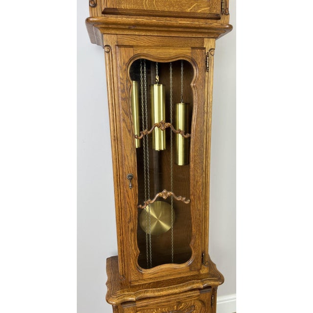 Vintage Grandfather Clock in Oak For Sale - Image 5 of 13