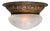 French Brass Frosted and Clear Cut Glass Globe Flush Mount For Sale