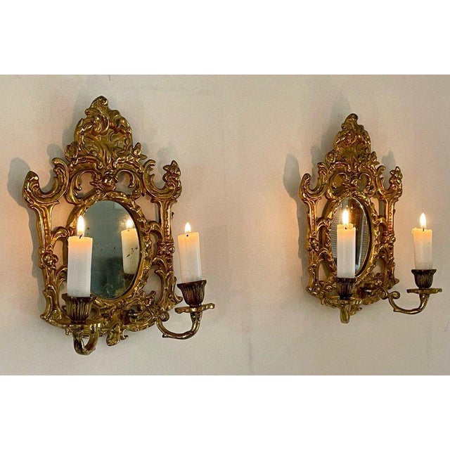 Sourced from Sweden Elegant candle wall sconce with mirrors,. Sold as a set, and individual complete with measurements...