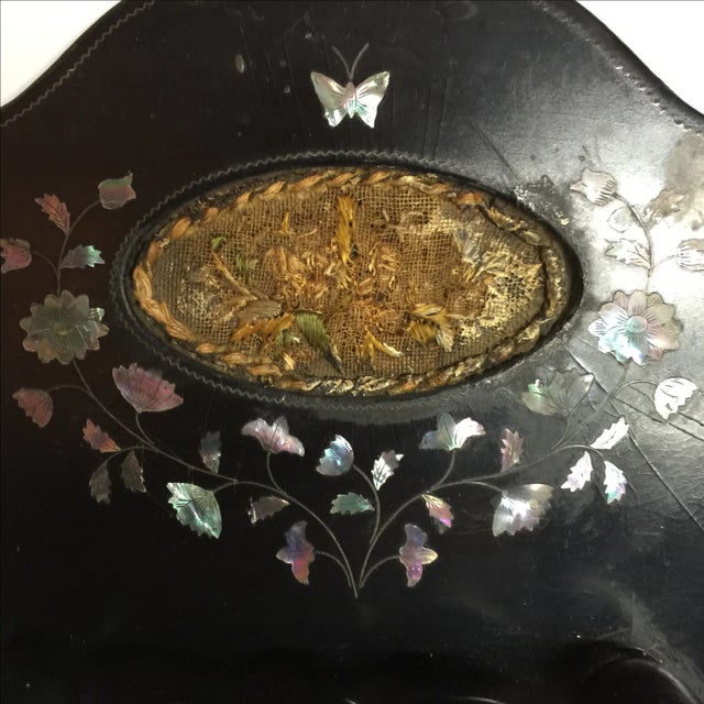 Shell Folk Art Wall Rack Mother of Pearl and Embroidery For Sale - Image 7 of 7