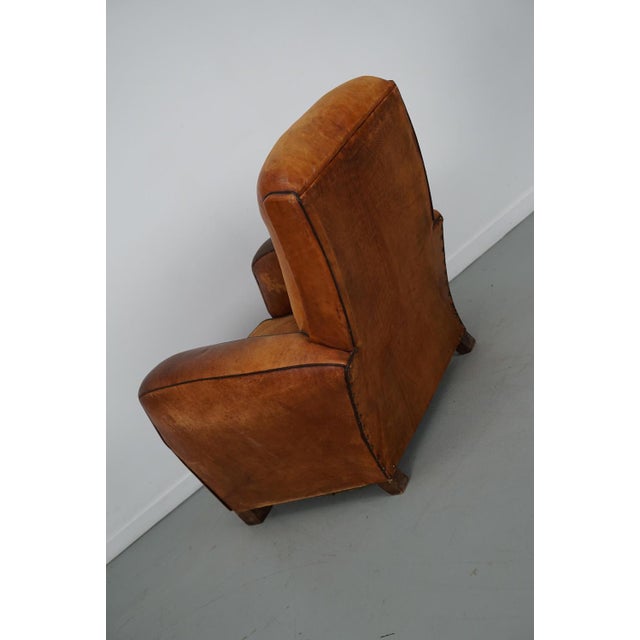 Vintage French Cognac-Colored Leather Club Chair, 1950s For Sale - Image 16 of 18