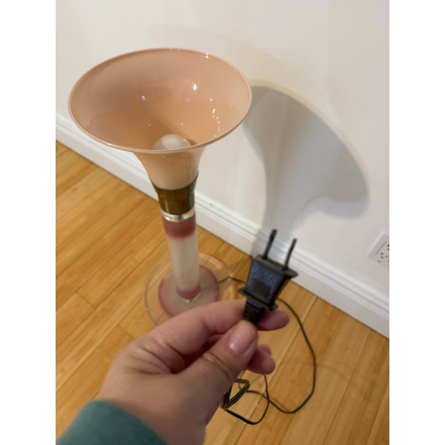 1980 Frosted Lucite Pink Torch Table Lamp For Sale - Image 11 of 11