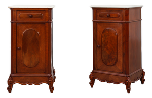 Louis XV Nightstands with Carrara Marble Tops, France, 1890s, Set of 2
