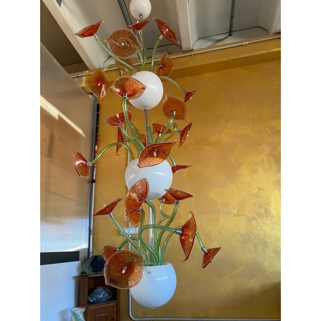 Contemporary Flowers Murano Glass Cascade Chandelier For Sale - Image 13 of 13