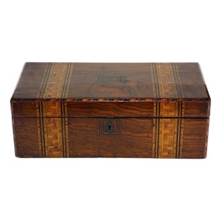 19th Century Victorian Era Portable Walnut Tunbridge Writing Box For Sale