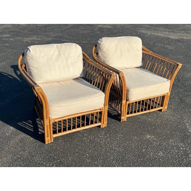John McGuire 1970s Boho Chic Bamboo and Rattan Lounge Chairs in McGuire Style For Sale - Image 4 of 18