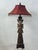 Vintage Asian Carved Wood Lamp For Sale - Image 4 of 10