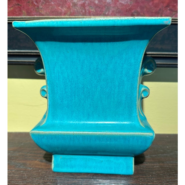 Art Deco Art Deco Turquoise Glaze Galloway Art Pottery Vase For Sale - Image 3 of 5
