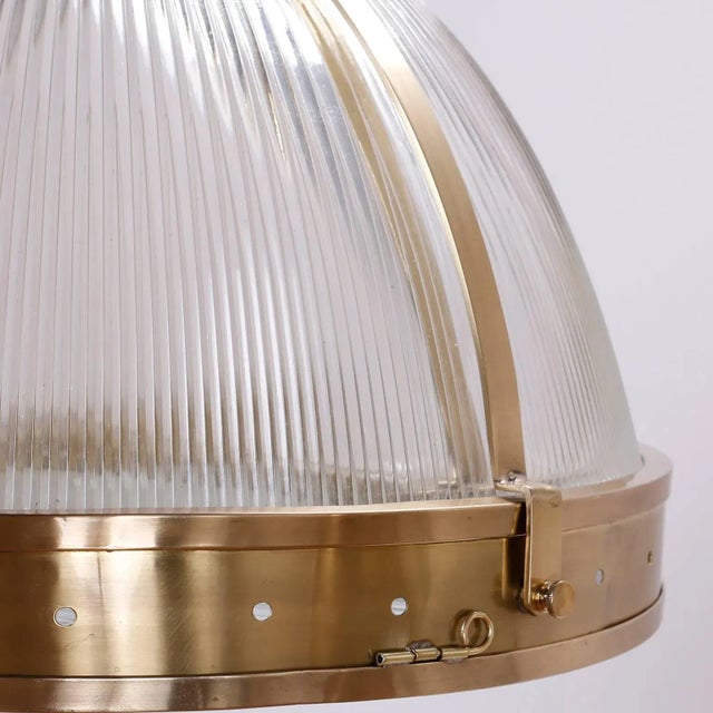 Brass Mid-Century Modern Double Dome Chandelier or Pendant Light For Sale - Image 8 of 9