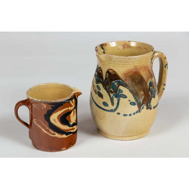 Two Antique Jaspé Pottery Pitchers, France, Late 19th Century For Sale In New York - Image 6 of 12