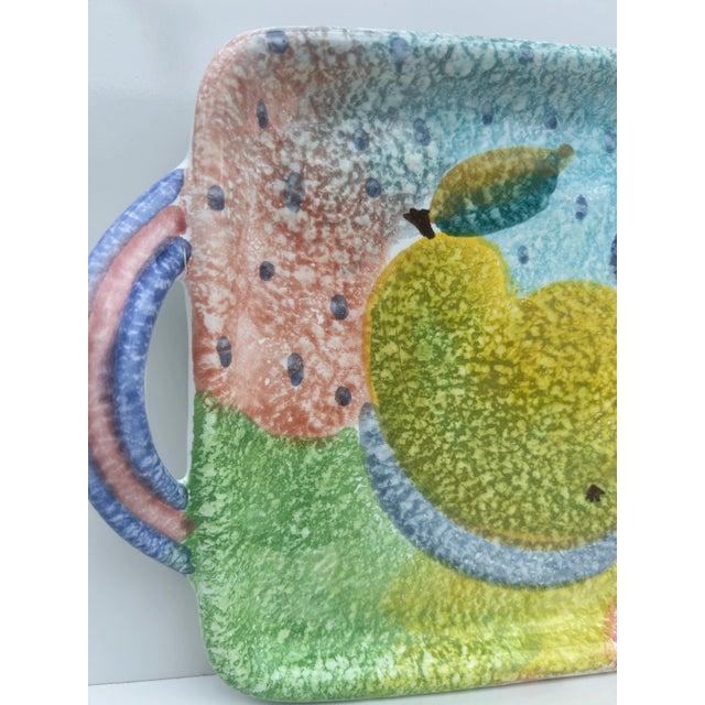 Ceramic Vintage Ceramic Abstract Fruit Still Life Tray, Italy For Sale - Image 7 of 9