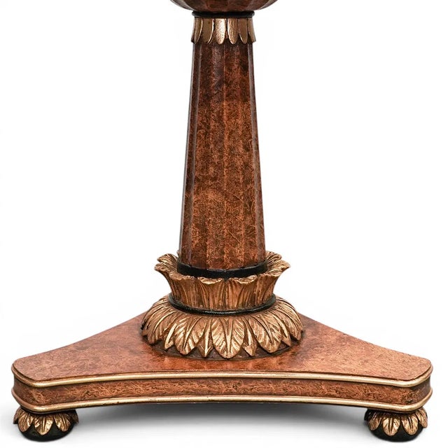 Biedermeier 1950s Pair of Biedermeier Style Marble Top Giltwood Round Italian Tables For Sale - Image 3 of 6