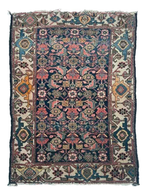 Colorful Herati With Turtle Serapi Border Rug - 3.8 x 5.3