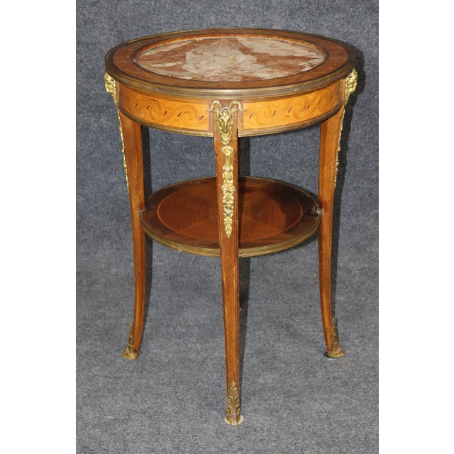 French Louis XV Style Bronze Mounted Rams Head Marble Top End Table For Sale - Image 10 of 10