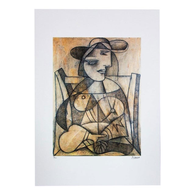 After Pablo Picasso, Woman with Joined Hands, 1962, Offset Lithograph, 1960s, Ink & Paper For Sale